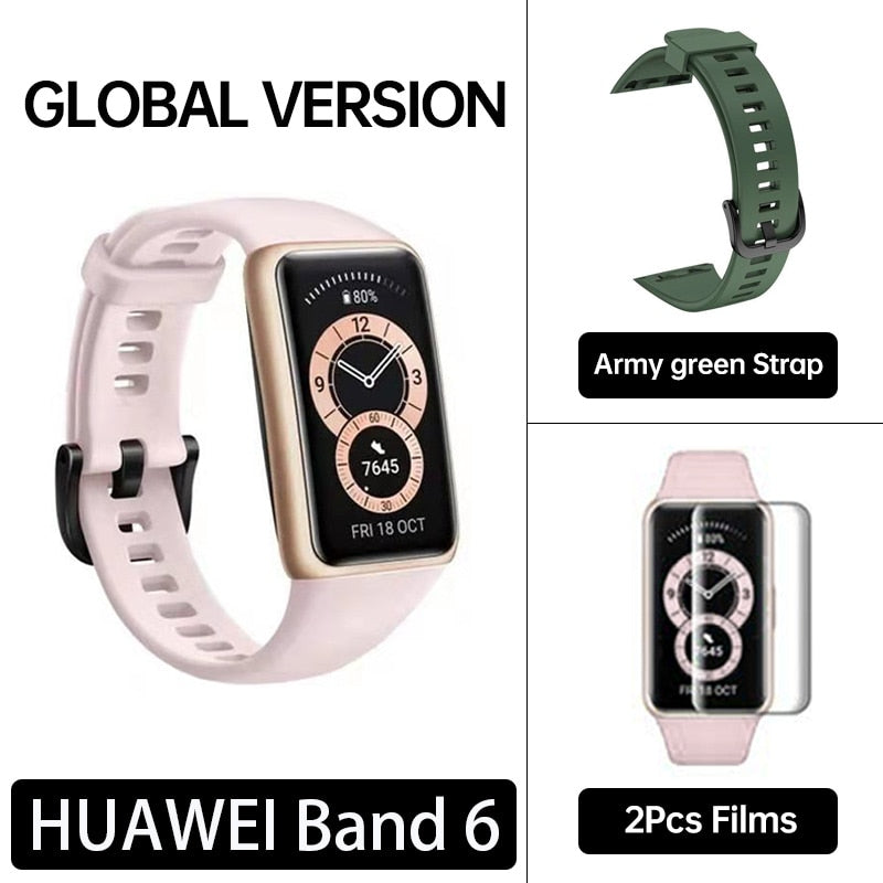 Versión global Huawei Band 6 Band6 SpO2 BT5.0 Pantalla AMOLED de 1,47 pulgadas Rastreador de frecuencia cardíaca 2 semanas de vida Braccialetto Relógio inte