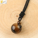 CSJA Natural Stones Necklaces &amp; Pendants Lucky Obsidian Lapis Tiger Eye Braided Rope Chain Woman Men Vintage Jewelry Gifts S463