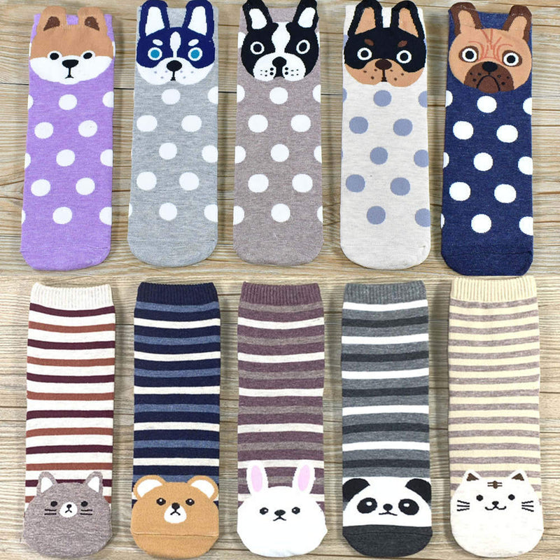 Calcetines de mujer gran oferta 2020 nuevos calcetines de mujer dibujos animados Pug patrón lindo regalo de algodón calcetines divertidos mujeres
