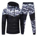 Conjunto de retazos de camuflaje informal para hombre, chaqueta con cremallera de camuflaje y pantalones, chándal de 2 piezas, ropa deportiva, sudadera, pantalón, traje de talla grande