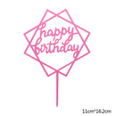 Happy Birthday Cake Topper Acrylic Gold Silver Cake Flag Cupcake Topper For Boy Girl Birthday Party Decorations Wedding Supplies