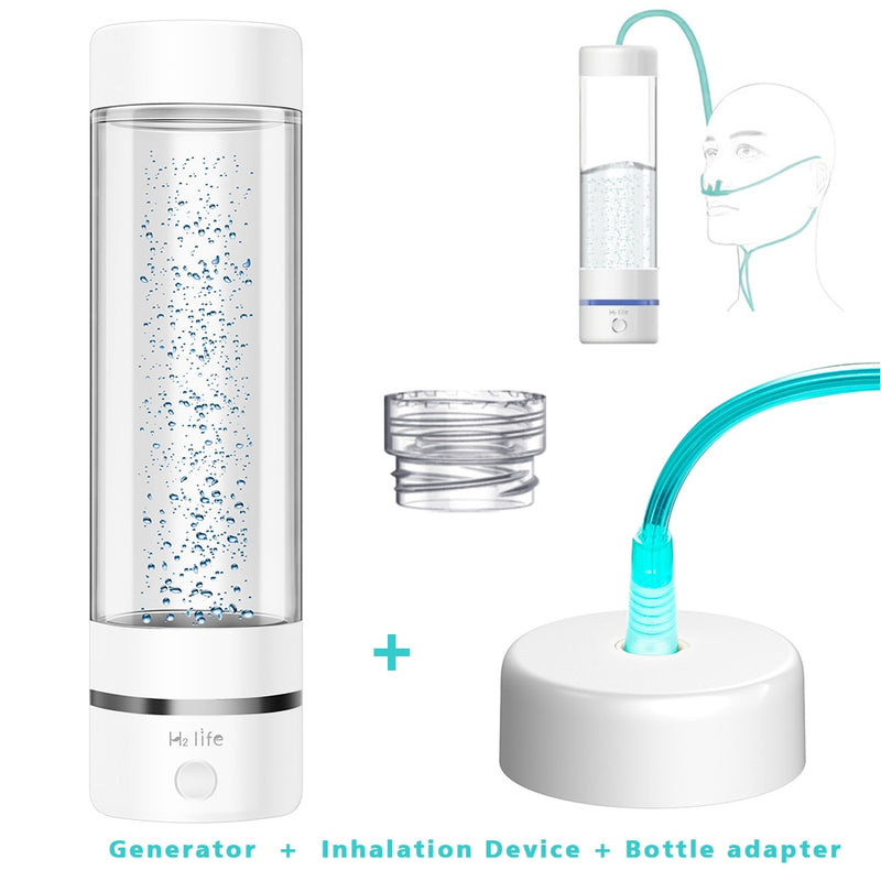 H2Life Wasserstoff-Wassergeneratorflasche der 7. Generation DuPont SPE+PEM Dual Chamber Maker Lonizer Cup + H2-Inhalationsgerät