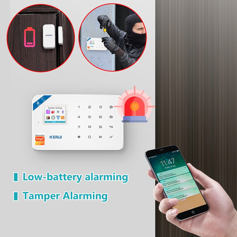 KERUI W181 WIFI GSM Home Security Tuya Smart Alarm System APP Control Wireless Door Sensor PIR Motion Detector Burglar Alarm Kit