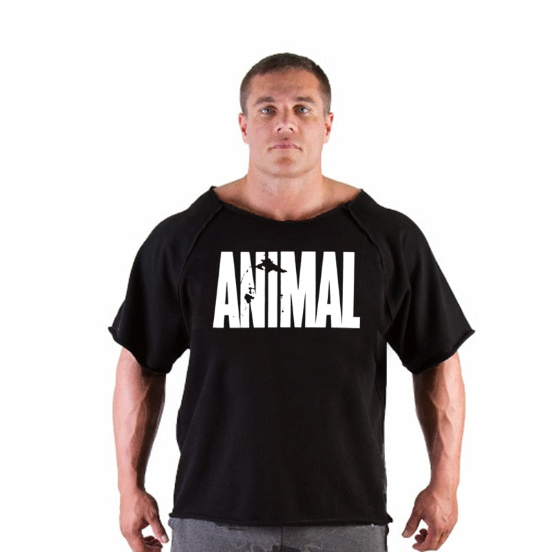 ANIMAL New Men Short Sleeve Cotton t-shirt Summer Casual Fashion Gym Fitness Bodybuilding T shirt Male Loose Tees Tops Clothing