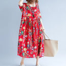 Vestido informal de algodón con estampado Floral de gran tamaño para mujer, vestido playero bohemio con flores de verano para mujer, vestidos largos holgados para mujer 2021