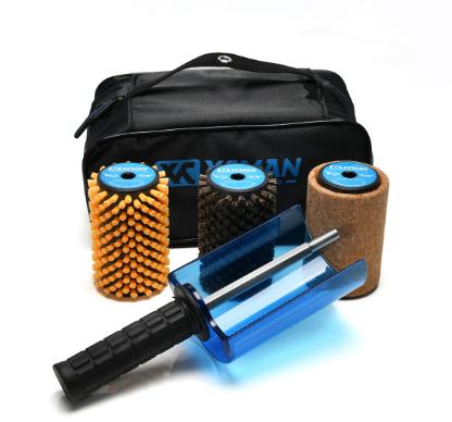 XCMAN Ski Roto Brush Kit Roto Brush Controller Griff mit allen 3 Bürsten: Nylon, Rosshaar, Messing/Kork