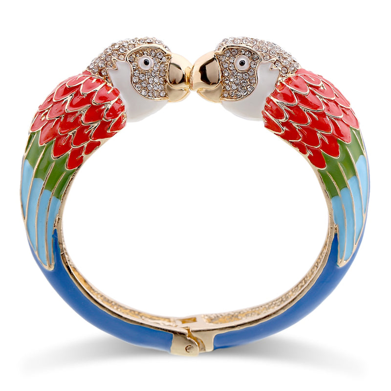 KAYMEN Hot Selling Luxury Enamel Colourfull Animal Parrot Cuff Bracelet Bangle 7 Colors for Women Girls Teens Nice Jewelry 3328