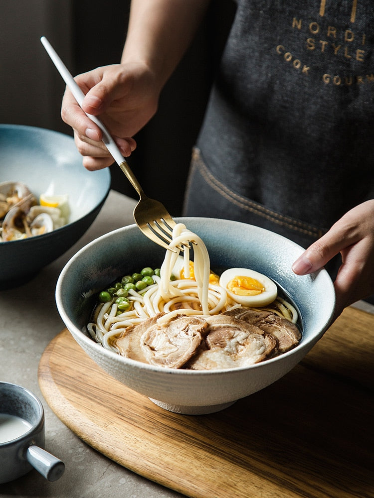 Cuenco de Ramen japonés, cuenco de cerámica para el hogar, ensaladera, vajilla de restaurante de especialidad creativa