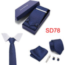 Gift Box 38 styles Tie Set Hanky Cufflinks With Gift Box Jacquard Woven Neckties Set For Men Wedding Party Lots of  accessories