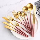 Pink Gold Western Tableware Steak Knife Fork Coffee Spoon Teaspoon Steel Cutlery Set Stainless Steel Home Dinner Dinnerware Set