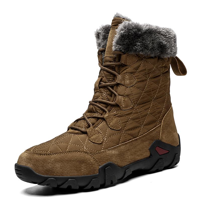 Botas de nieve para hombre de alta ayuda para invierno, botas impermeables para hombre, botas cálidas de felpa gruesa de piel para hombre, botines para hombre, talla grande 38-48