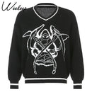 Weekeep Y2k Chic Print Streetwear Oversized Sweater Women's Casual Autumn Winter Knitted Jumper Fashion Loose Knitwear Pullovers