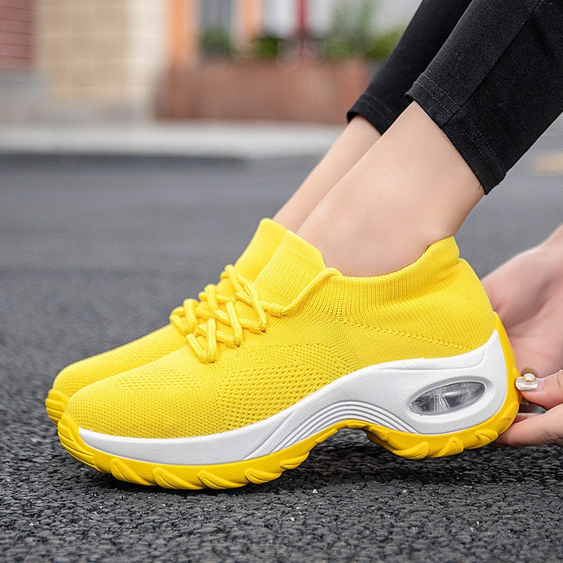 YWEEN Shoes Woman New Spring Lace Up Air Cushion Casual Ladies Shoes Woman Breathable Mesh Shoes Woman Sneakers Tenis Feminino