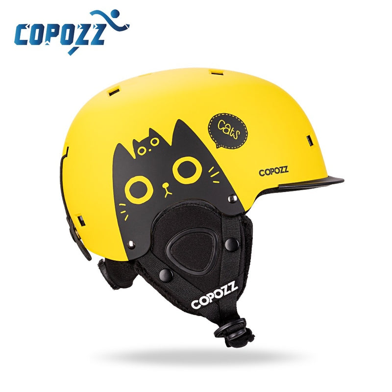 Casco de esquí COPOZZ de dibujos animados para niños, casco de Snowboard de protección para deportes al aire libre moldeado integralmente, equipo de esquí para mujeres