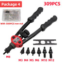 HIFESON, pistola de tuercas de remache roscadas a mano, 70/95/300 Uds., inserto de tuercas, remachador Manual, herramienta Rivnut para tuerca M3 M4 M5 M6 M8 M10 M12