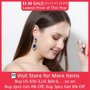 BeaQueen Luxury Royal Blue Water Drop CZ Crystal Women Wedding Jewelry Long Bridal Earrings with Clear Cubic Zirconia E081