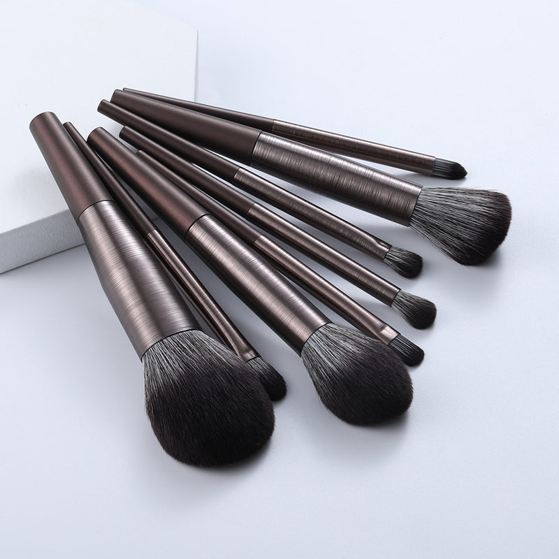 FLD 11/8pcs Natural Hair Green Makeup Brushes Foundation Powder Eyeshadow Eyebrow Brush Set Cosmetic Tool Profesional Maquillaje