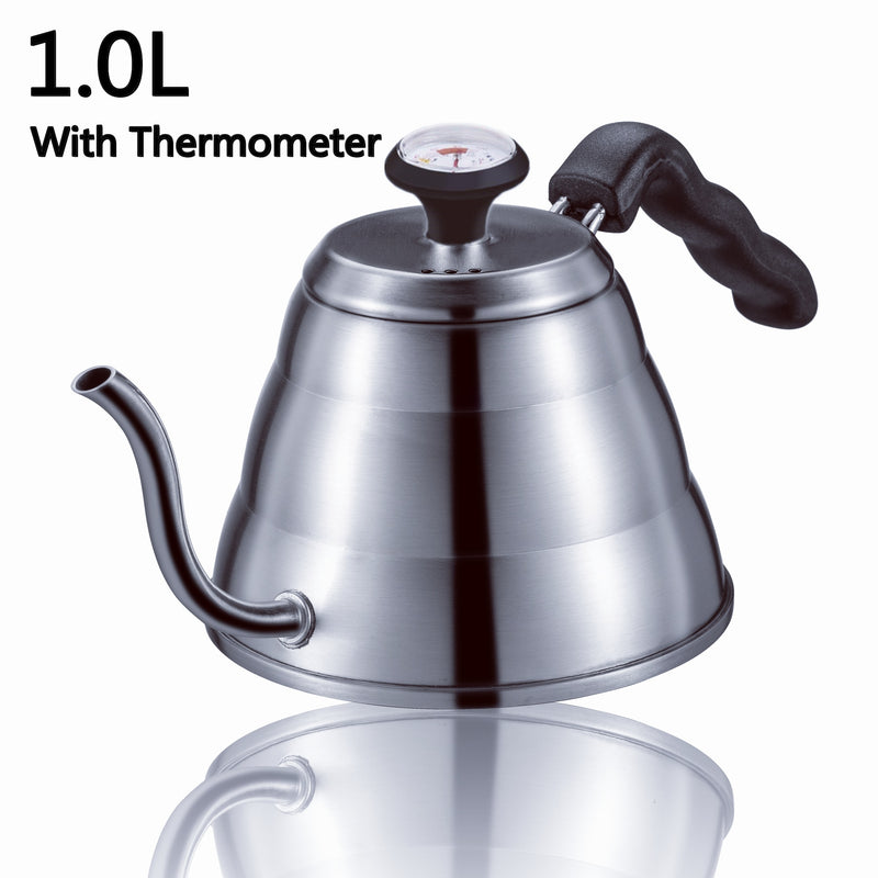 40oz/1.2L Stainless Steel Coffee Kettle with Thermometer, Gooseneck Thin Spout for Hand Drip Pour Over Coffee Tea Pot Teapot