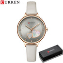 CURREN Watches Women Fashion Leather Quartz Wristwatch Charming Rhinestone Female Clock Zegarki Damskie
