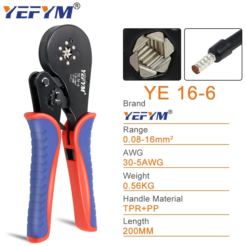 Ferrule Crimping Tool Tubular / Pin Terminal Professional Electrician Pliers Max(16mm ²/ 5AWG) Adjustable Ratchet Tools