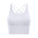 Solid Spaghetti Straps Cross Back Yoga Gym Crop Top Women Running Sport Bra Padded Activewear Exercise Fitness Cropped Tank Tops