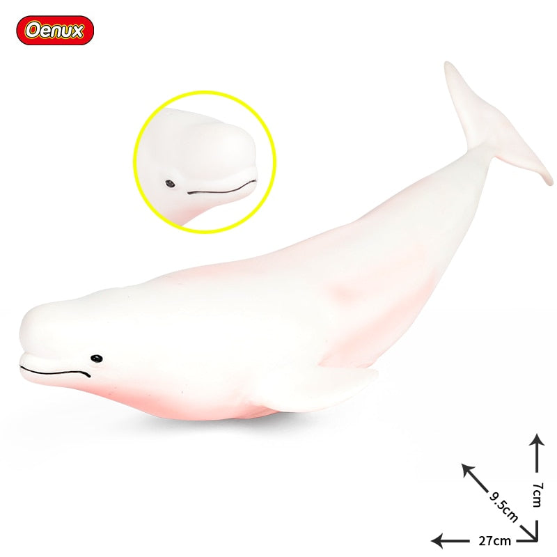 Oenux, animales de la vida marina de gran tamaño, modelo de figuras de acción de gran tiburón blanco suave, juguetes educativos realistas para regalo de niños