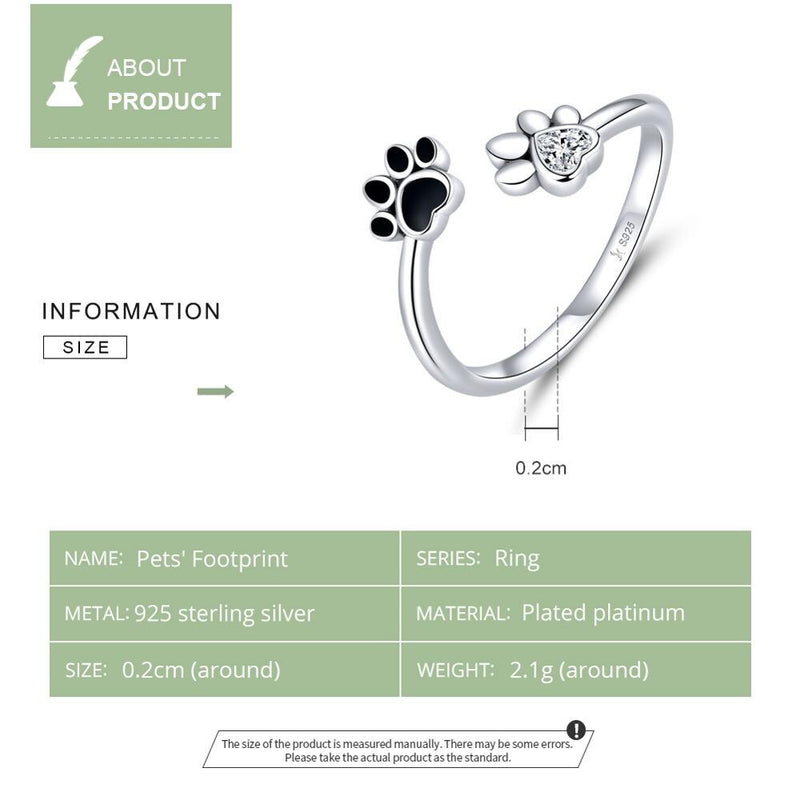 WOSTU 100% 925 Sterling Silver Paw Dog Pets&