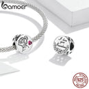bamoer Familienbrief Blumenperle Oma Nana Herz 925 Sterling Silber CZ Charms passend für Original Armband Armreif Schmuck SCC1762