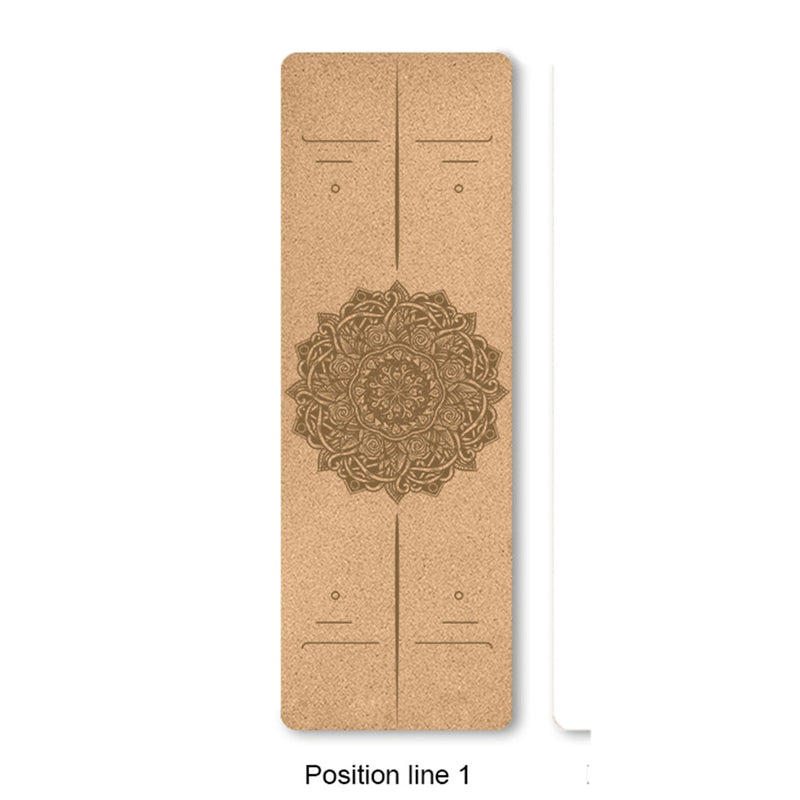 Natural Cork TPE Yoga Mat For Fitness Sports Mats Pilates Exercise Non-Slip Yoga Mat With Position Body Line Training Pad 183*61