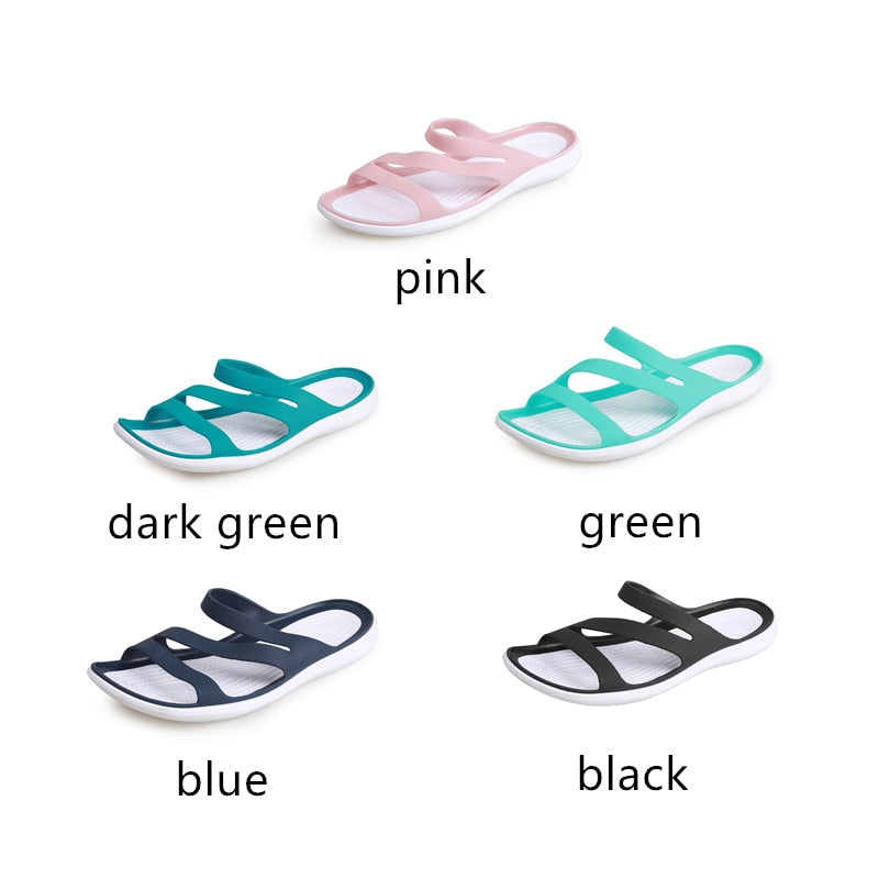 Dosreal Women Slippers Summer 2020 Women Slides Home Fashion Jelly Shoes Female Soft Sole Slip On Women Sandals Flat Casual Shoe