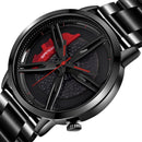 Reloj para hombre, llanta de rueda de coche, esfera de cubo, reloj de pulsera para hombre, relojes impermeables negros de malla de acero inoxidable, reloj Masculino