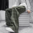 Pantalones de pana de otoño para hombre, pantalones a cuadros informales Retro a la moda, ropa de calle para hombre, pantalones rectos holgados de Hip Hop, S-5XL de talla grande para hombre