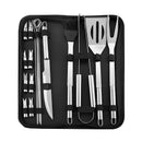 Stainless Steel BBQ Tools Set spatula fork tongs knife brush skewers Barbecue Grilling Utensil Camping Outdoor Cooking Tool Set