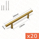 NAIERDI 20PCS Stainless Steel T Bar Furniture Handle Brushed Gold Kitchen Handle Black Cabinet Pull with Cuttable Bamboo Screw