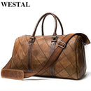 WESTAL leather duffle bag men's travel bag leather vintage weekend bag men's travel bags genuine leather luggage/overnight tote
