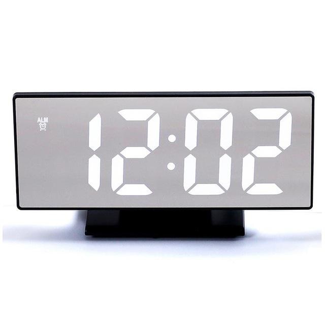 LED Digital Alarm Clock Mirror Electronic Clocks Multifunction Large LCD Display Digital Table Clock with Temperature Calendar