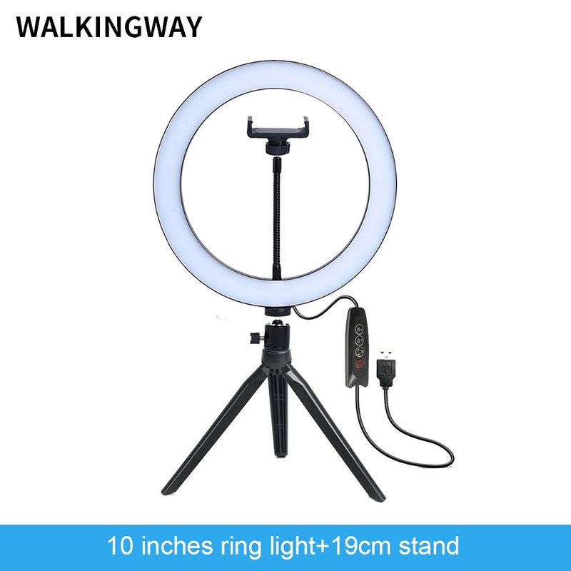 10&quot; LED ring light 26cm Photography Lighting Dimmable Selfie RGB lamp with tripod for makeup Youtube Tiktok phone camera video