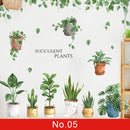 24 estilos Serie de plantas Pegatinas de pared para sala de estar Dormitorio Hojas verdes Calcomanías de pared extraíbles Vinilo DIY Murales ecológicos