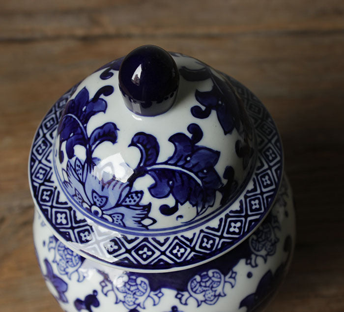 Porcelana Jingdezhen pintada a mano, tanque general de porcelana azul y blanca, nueva decoración china, decoración clásica para el estudio del hogar