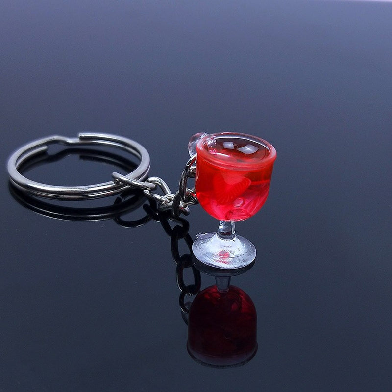 Acrylic Cute Simulation Mini Goblet Keychain Drink Fruit Juice Keyring Backpack Pendant Women Girl Men Key Chain Trinket Gift