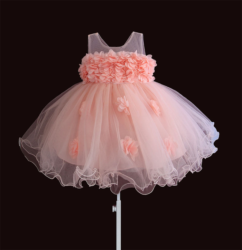 Vestidos de encaje con flores para niñas, ropa para niños, princesa, boda, bautismo, ropa para niños, 1 año de cumpleaños, vestido infantil 6M-4Y