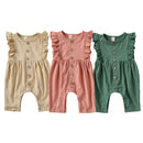 Pudcoco US Stock 0-18M Newborn Infant Baby Girl Clothes Ruffle Romper Sleeveless Jumpsuit Solid Cotton Home Outfit