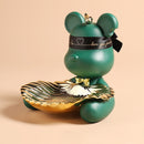 Violent bear statue Tidy Bear Statue With Metal Tray Storage Keys, Candy, Friut Home Ornaments Decoration Table Room Decorations