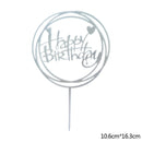 Happy Birthday Cake Topper Acrylic Gold Silver Cake Flag Cupcake Topper For Boy Girl Birthday Party Decorations Wedding Supplies