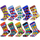 Hot Sale Men Socks 2020 New Colorful Gifts for Men Cotton Mens Socks Geometric Lattice Classic Happy Business Casual  Socks Men