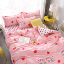 3/4pcs Bedding Set Pink Strawberry Fashion Bed Sheets Queen Size Luxury Bedding Set bed Sheet Sets Duvet Cover Set King Size