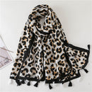 Luxury brand women leopard print cotton scarf shawls for winter foulard femme long soft warm wraps cachecol