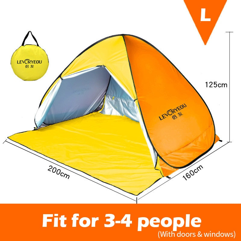 Full Automatic Camping Tent With Door Window Anti-UV Awning Tents Quick Opening Outdoor Sunshelter For 1-4 People Sunproof X147B