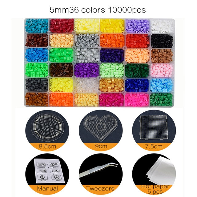 24/72 colors box set hama beads toy 2.6/5mm perler educational Kids 3D puzzles diy toys fuse beads pegboard sheets ironing paper