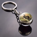 Animals Keychain Cat Dog Bear Peacock Rabbit Squirrel Phoenix Double Side Glass Ball Pendant Keyring